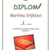 1. místo - Okresní kolo olympiády v Českém jazyce