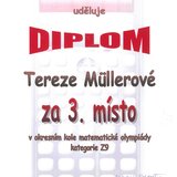 3. místo v okresním kole matematické olympiády - Tereza Müllerová